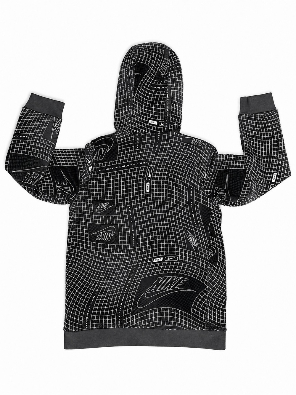 Nike Boys NSW Club Fleece AOP Grid Hoodie Glow In The Dark Size M DX5105-010 - Picture 4 of 10